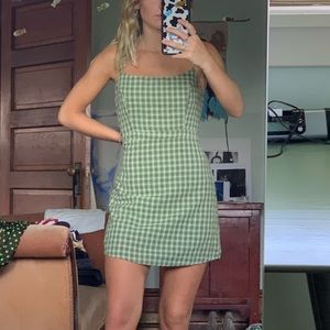 Green plaid dress